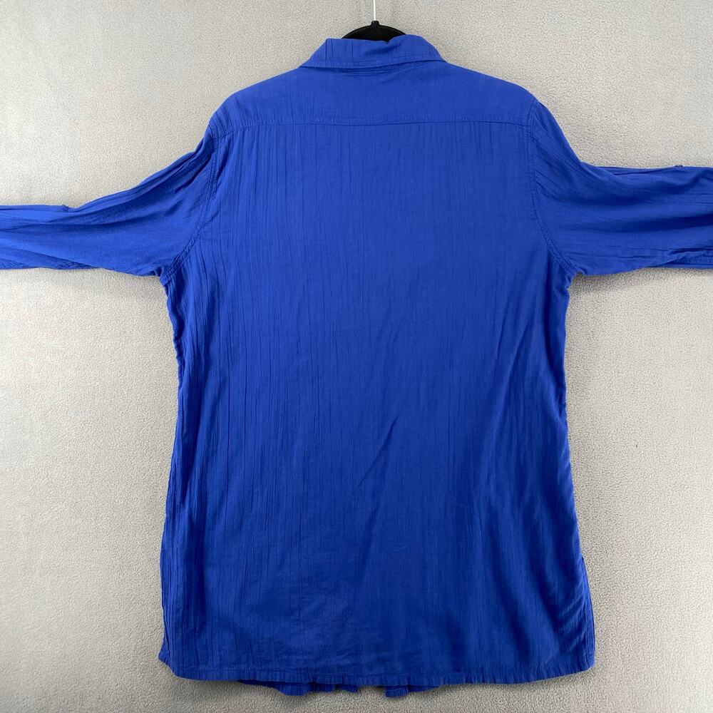 Ralph Lauren Blue Long Sleeve Button Down Shirt Womens L 100% Cotton Loose Fit - Picture 10 of 16